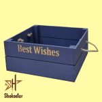 جعبه چوبی آبی کوچک